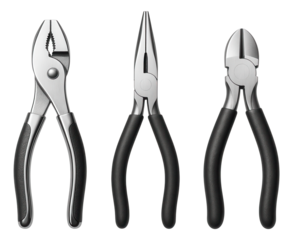 Versatile pliers set including slip-joint, needle-nose, and diagonal cutters for