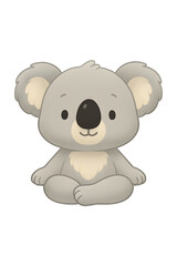 Fototapeta premium A cute cartoon koala bear character sitting cross-legged in a peaceful pose isolated on transparent background