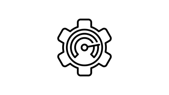 Optimization icon animation. Animated gear with speedometer performance for productivity, development technology, improvement, speed, work efficiency, machinery, market, management