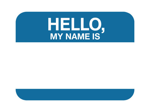 Blue Hello My Name Is Sticker Tag for Identification and Labeling Purposes