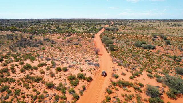 Driving across the country in Australian desert outback