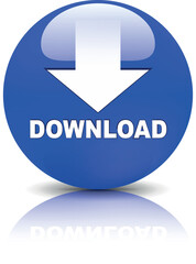 download button for internet website use. Blue Download icon on isolated white background with shadow.