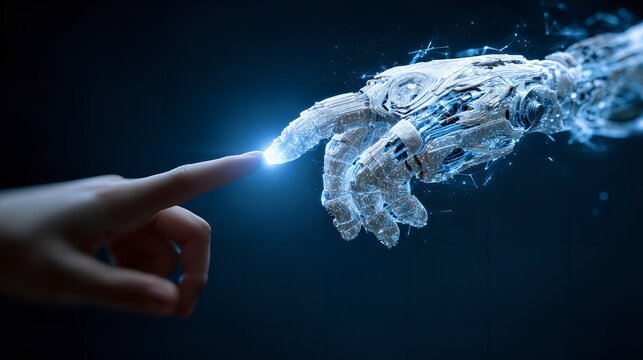 A glowing human hand holding a blue technology touch screen interface with motion design backgrounds featuring light energy and electricity power concept loop