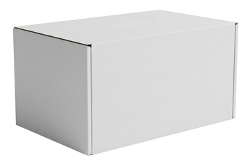 Fototapeta premium Plain white rectangular cardboard shipping box packaging isolated on a transparent background