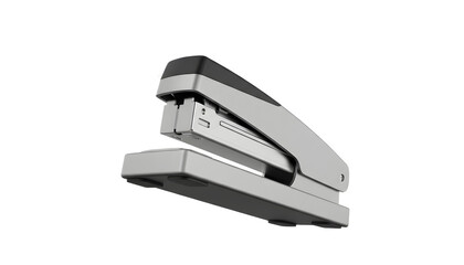 Professional gray and black stapler, a common office supply and essential stationery equipment, isolated on a transparent background, ready for business and administrative tasks.