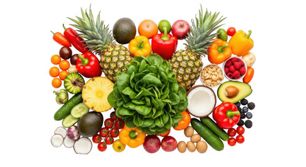 Fresh fruits and vegetables arranged in a vibrant display