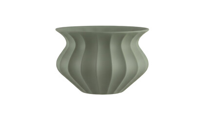 Elegant sage green ceramic vase with a unique fluted texture and matte finish, perfect for modern home decor and floral arrangements, isolated on a transparent background for versatile design.