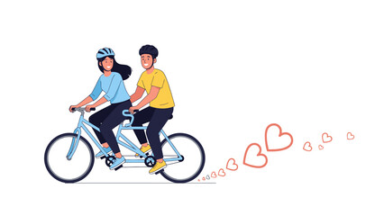 Naklejka premium Couple Riding Bike Together Outdoors.