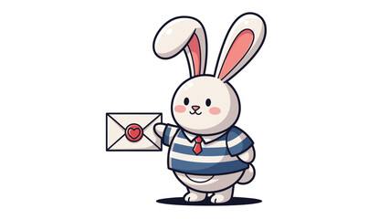 Cute cartoon rabbit holding envelope.