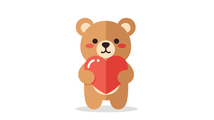 Obraz premium Cute cartoon teddy bear holding heart.