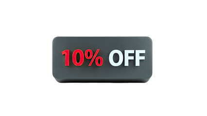 10% Off Discount Button on White Background