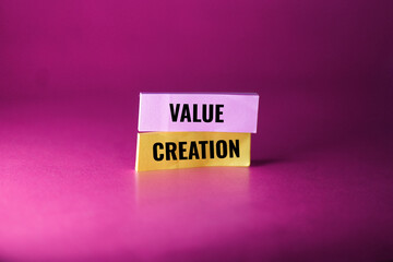 Value Creation Concept with Business Stickers on Gradient Background.