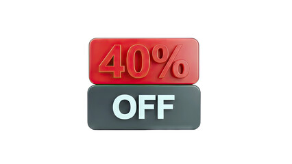 40% Off Discount Sign on White Background