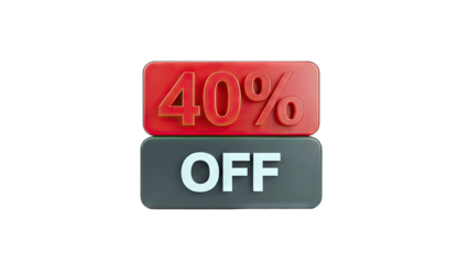40% Off Discount Sign on White Background