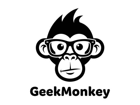 Geeky monkey character with glasses and cool hairstyle
