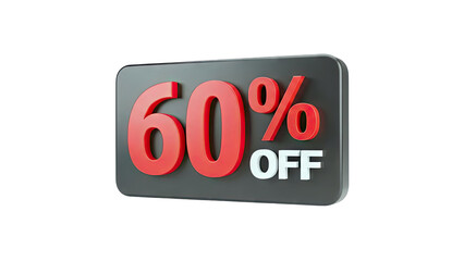 60% Off Sale Sign on White Background