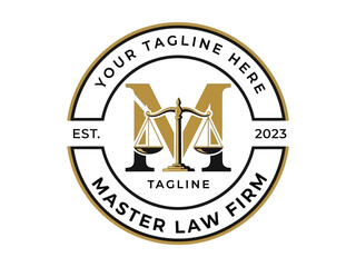 Professional law firm logo with gold scales and modern design