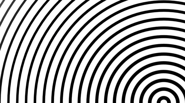 Concentric black and white semi circles with an optical illusion. Suitable for abstract backgrounds, graphic design projects, and modern art concepts.