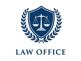Professional law office logo with shield and scales of justice