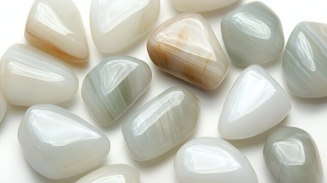 Polished Stones with Subtle Color Variations Close Up