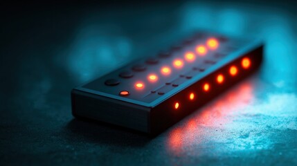 Futuristic Braille display device lighting up in the dark, representing innovation in accessibility tech