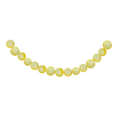 Watercolor Yellow beads garland, Christmas illustration for holiday design.