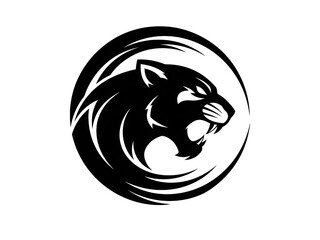 Stunning black panther head in circular motion graphic design