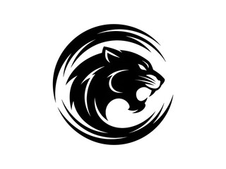 Stunning black panther head in dynamic circular motion