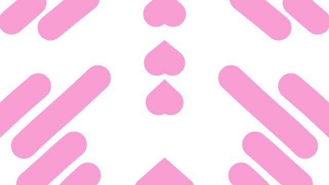 Animated pink decorative lines is moving. Mirror reflection. Linear background. Looped video. Vector illustration isolated on white background.