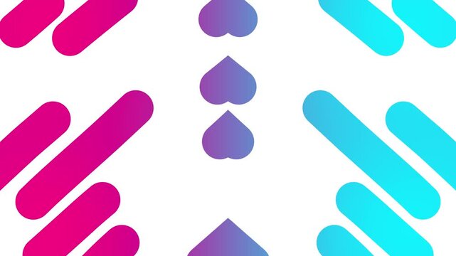 Animated pink blue decorative lines is moving. Mirror reflection. Linear background. Looped video. Vector illustration isolated on white background.