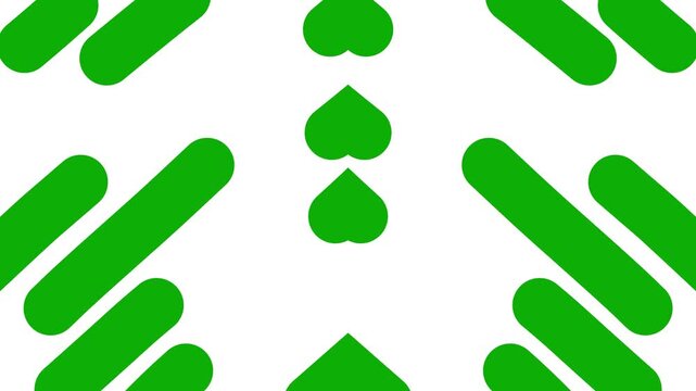 Animated green decorative lines is moving. Mirror reflection. Linear background. Looped video. Vector illustration isolated on white background.
