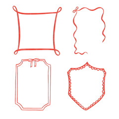 Red Doodle Frames set, elegant border for holiday design.