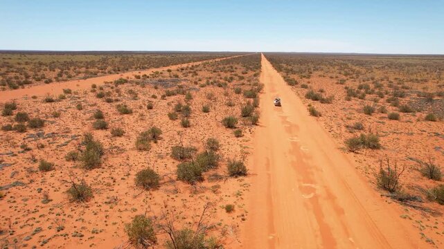 Driving across the country in Australian desert outback