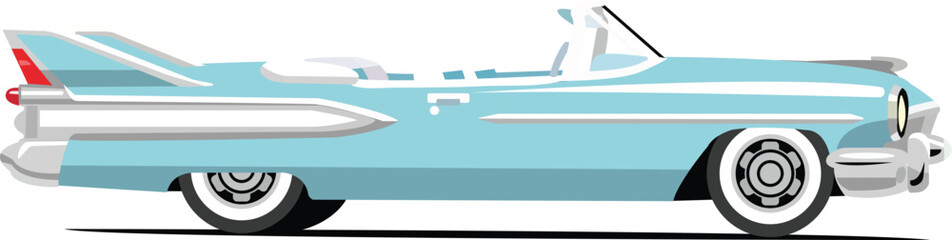 Vintage Classic Convertible Car Vector Illustration Retro American Automobile