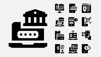 Mobile Banking and Digital Payment Icons