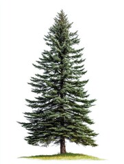 Fototapeta premium Majestic Evergreen Tree Against White Background