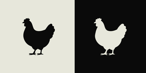 chicken hen split silhouette mirrored composition vector icon
