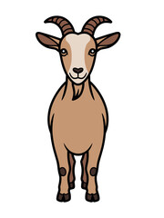 Brown Goat Cartoon Character Illustration