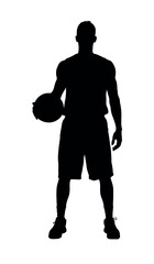 Silhouette of Basketball Player Holding Ball