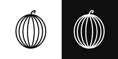 melon icon vector line art contrast black white minimal logo mark sign