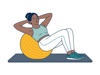 Woman Doing Crunches on Exercise Ball for Core Strength and Fitness