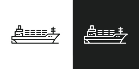 ship maritime transport cargo line icon black white contrast © AIcon Star