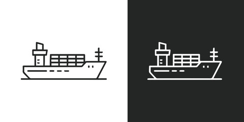 Naklejka premium ship cargo vessel icon line art vector for user interface