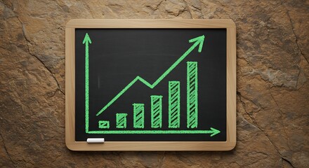 Top-Down of Upward Graph on Chalkboard Over Stone Texture, Financial Success