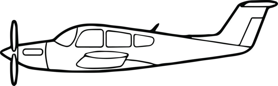 airplane line drawing top view propeller small aircraft vector