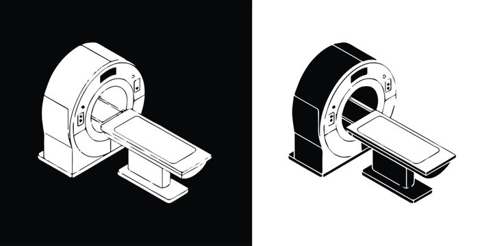 mri machine icon set dual color contrast medical equipment vector