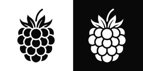 raspberry icon black and white vector fruit logo design © AIcon Star