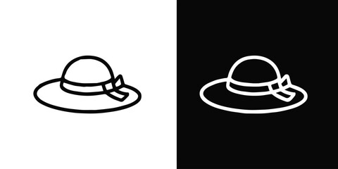 hat outline minimal headwear icon black white contrast vector