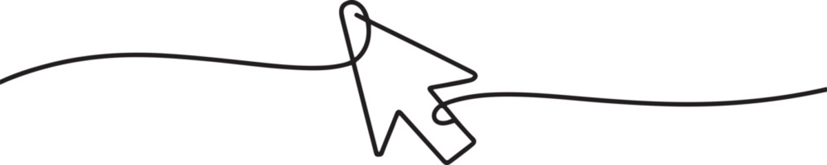 Continuous drawing of cursor arrow. One line icon of cursor arrow. one line Icon drawing