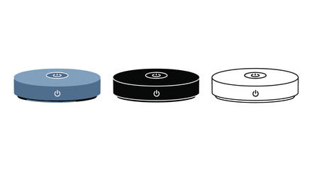 Three robotic vacuum cleaners in different colors presented on a white background